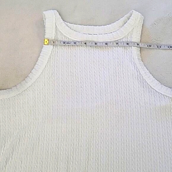 Arizona Jean Co Womens XL Woven Muscle Tee Cropped White Tank Top Aesthetic Boho - Picture 6 of 11
